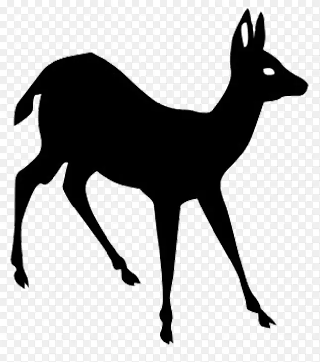 白尾鹿驼鹿剪影艺术-动物剪影，剪影剪贴画