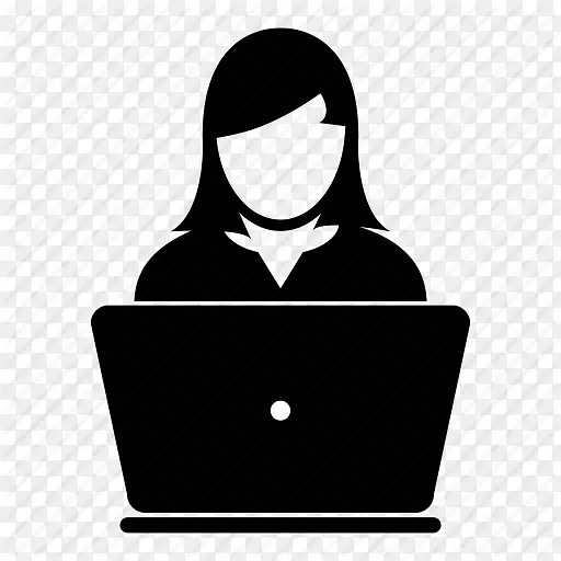 计算机图标女性插图.符号计算机用户