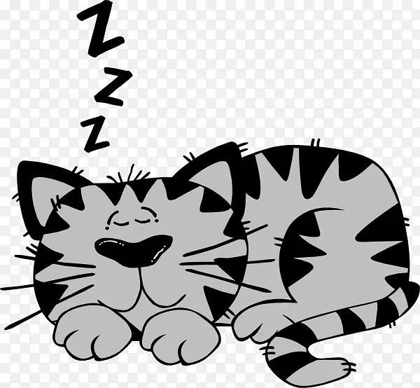 猫睡眠夹艺术-昏昏欲睡的头部剪贴画