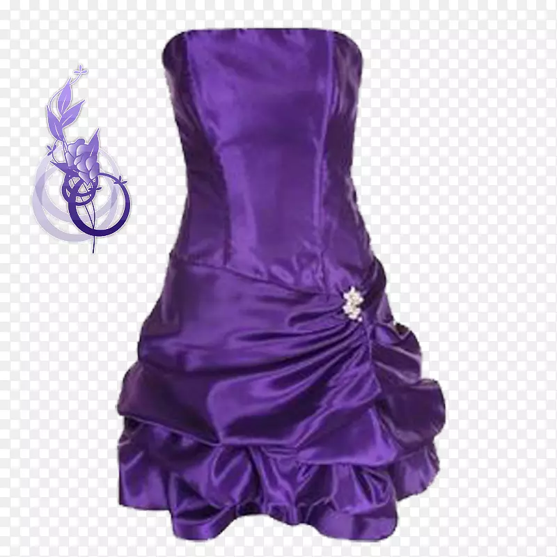 婚纱礼服时尚服装-短紫色连衣裙PNG
