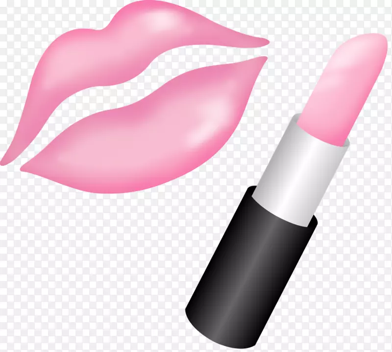 唇膏画夹艺术-吻，粉红色，唇膏PNG