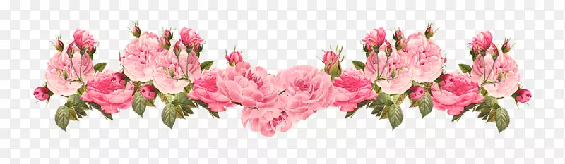 粉红色花朵玫瑰剪贴画-复古的粉红色玫瑰边框