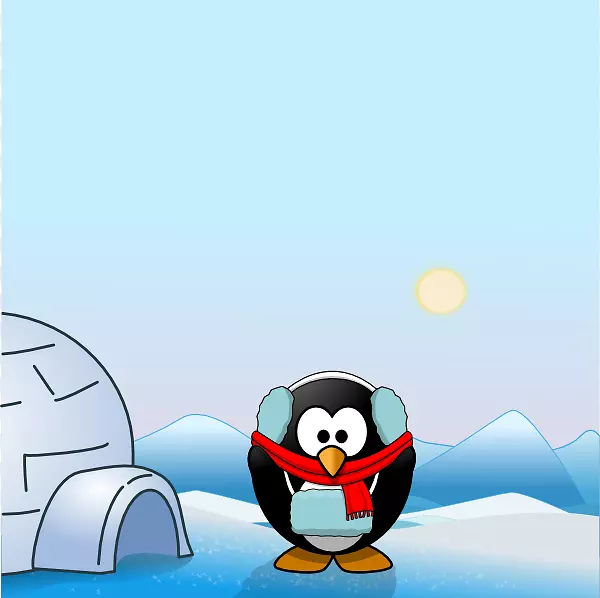 冬季服装剪贴画-企鹅冰屋