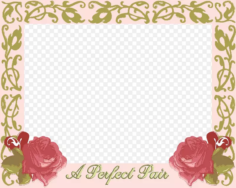婚礼邀请函相框花园玫瑰-形象PNG婚礼框架