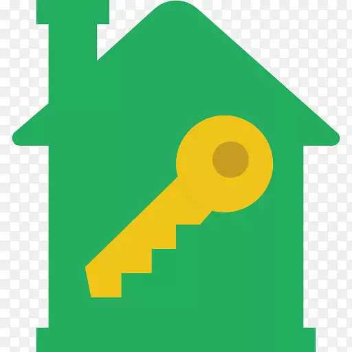 电脑图标房地产房屋建筑公寓-住宅，绿色，房屋钥匙