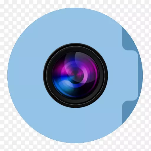 紫色照相机和光学蓝光镜头-文件夹图片