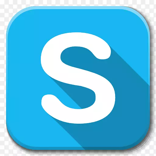 蓝色文字符号aqua-应用skype b