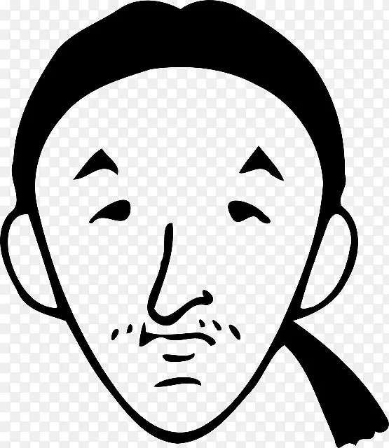 马尾卡通剪贴画-黑色卡通男子透明