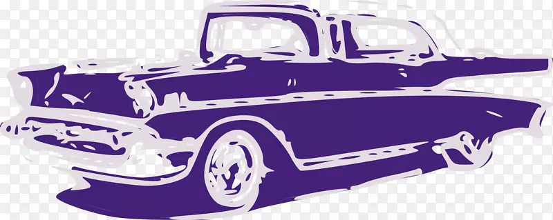 跑车福特野马经典汽车剪贴画-紫色古董剪贴画