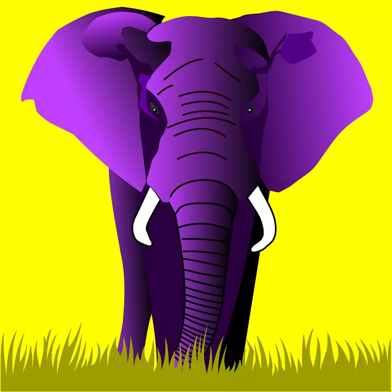 大象紫色动物剪贴画-大象