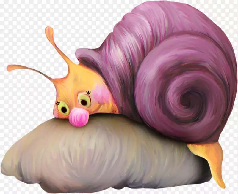 蜗牛水彩画剪贴画-蜗牛