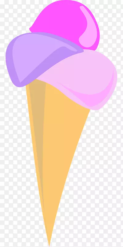 冰淇淋圆锥形圣代华夫饼-冰