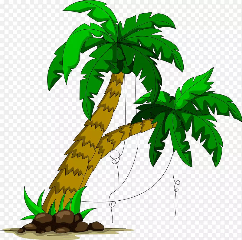 槟榔科树，儿童鱿鱼，剪贴画-棕榈树