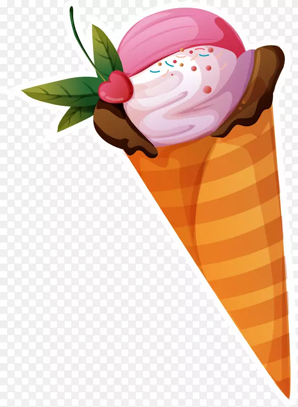 冰淇淋圆锥形圣代巧克力冰淇淋-骨头