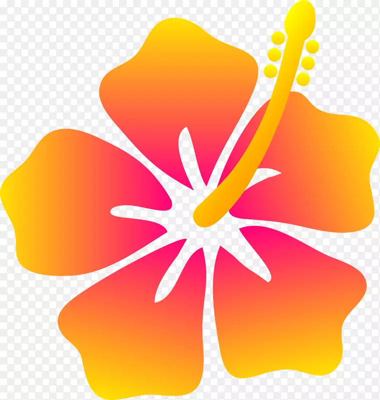 夏威夷芙蓉花剪贴画-海滩花卉剪贴画