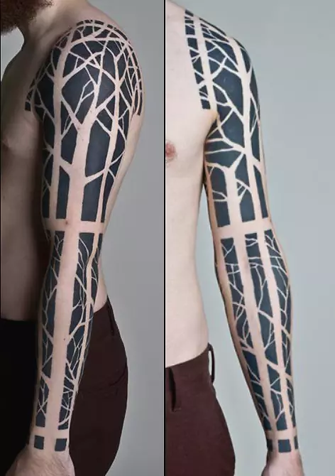 波利尼西亚袖纹身艺术家-黑树纹身