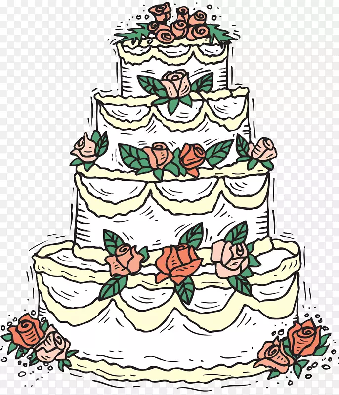 结婚蛋糕生日蛋糕素描剪贴画结婚蛋糕
