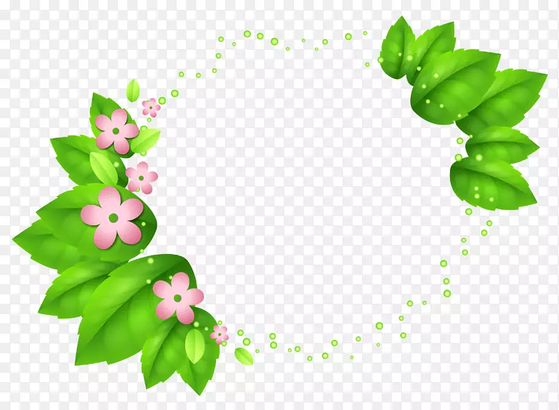 花卉绿色剪贴画-春季绿色剪贴画