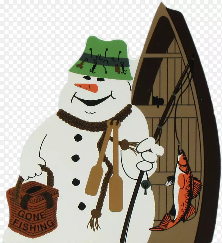 雪人冰上钓鱼圣诞剪贴画钓鱼雪人悬崖峭壁