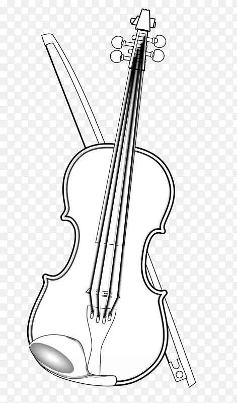 黑白绘画小提琴剪贴画小提琴