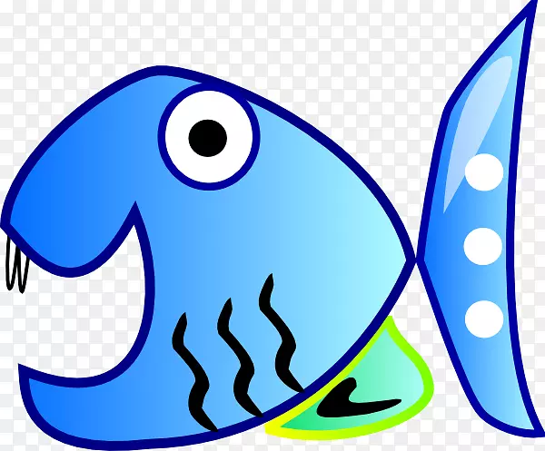 鱼类动画剪辑艺术-蓝鱼剪贴画