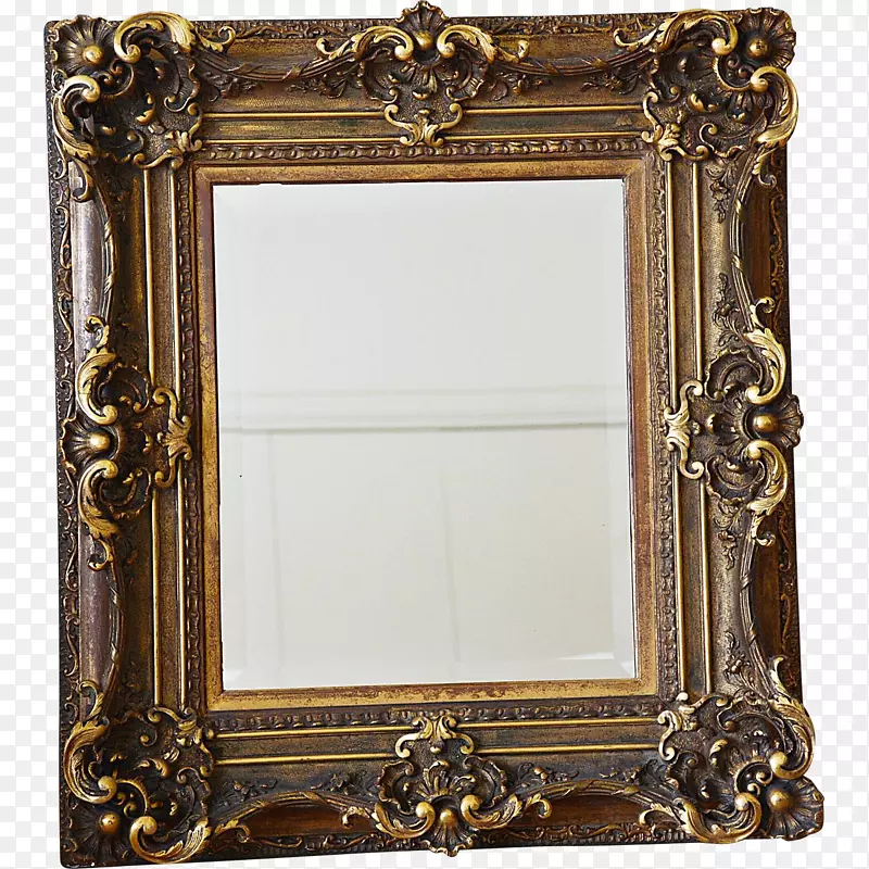 镜框镜面黄铜古董长方形镜子