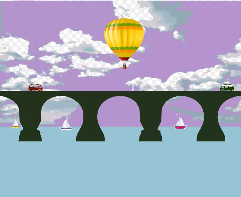 塔桥悬索桥-空气气球