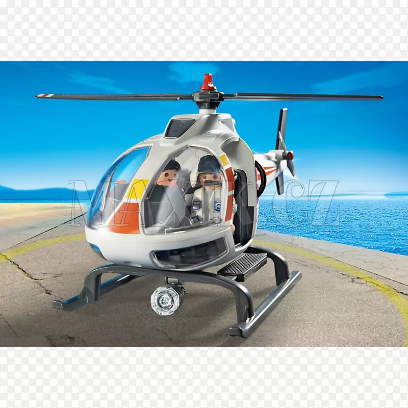 直升机飞机Playmobil玩具消防队-直升机
