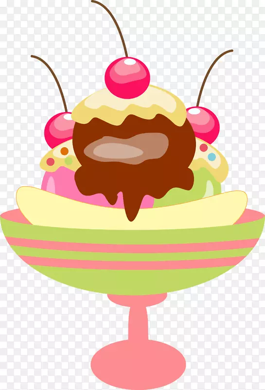 冰淇淋纸杯蛋糕糖果派对-彩虹食品剪贴画