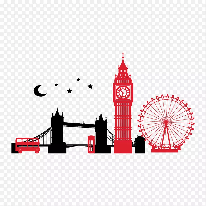 伦敦大本钟塔桥天际线剪贴画-英国