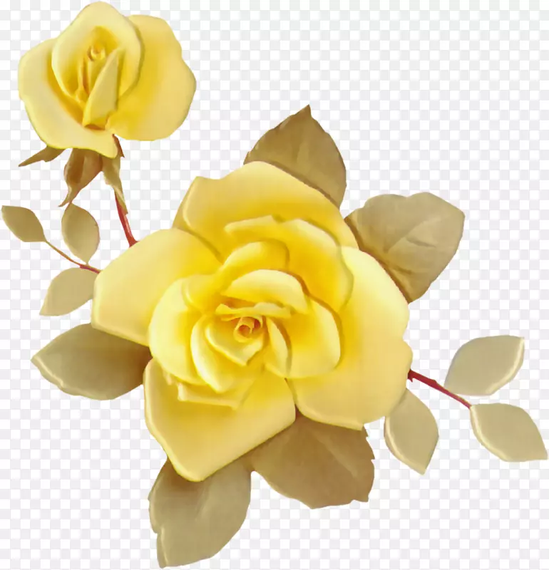 画花创意剪贴画-黄玫瑰