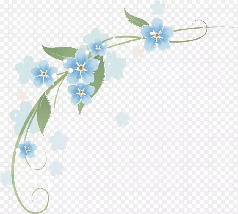 花卉渲染剪贴画-蓝色花
