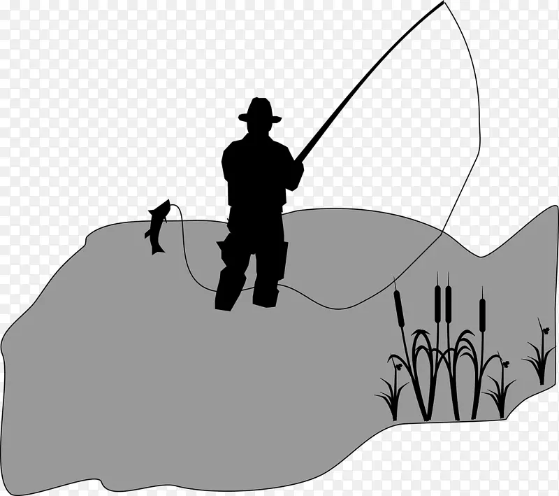 渔民剪贴画-钓鱼