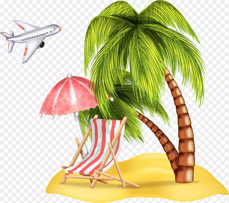 棕榈岛海滩剪贴画-棕榈树