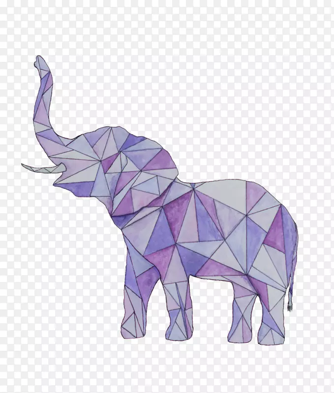 大象几何纹身形状线条水彩画动物