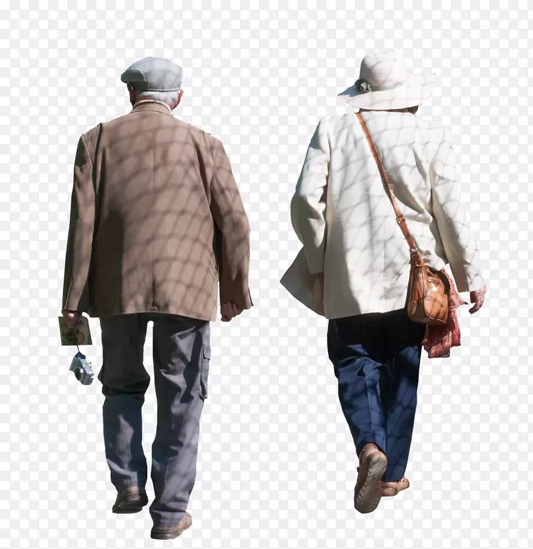 老年步行的帕肯纳姆妇女退休老人