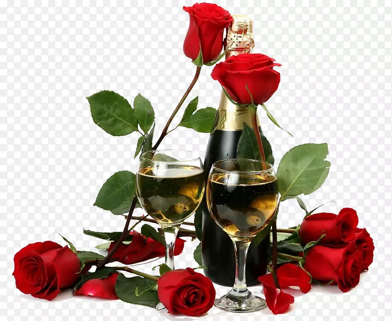 红葡萄酒香槟酒花玫瑰-中珠周年纪念