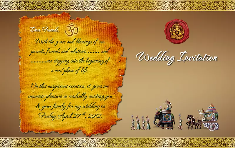 印度婚礼模板印度教-邀请