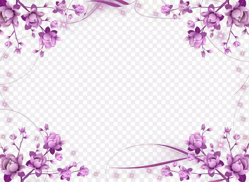 边框和相框.花紫色剪贴画.花边