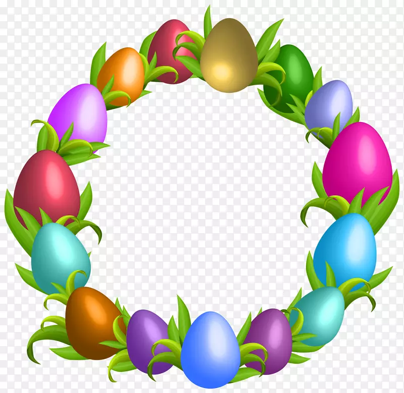 复活节兔子复活节彩蛋夹艺术-花环