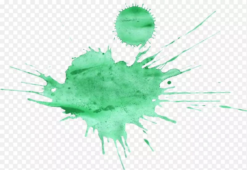 透明水彩画绿色水彩笔
