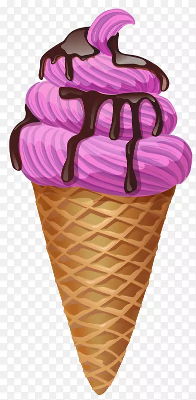 冰淇淋圆锥形巧克力冰淇淋华夫饼