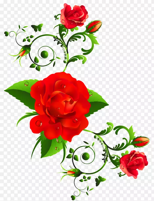 国际妇女节贺卡情人节剪贴画-红花