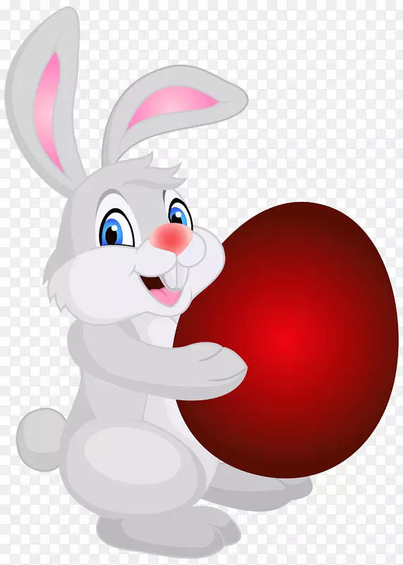 复活节兔子红色彩蛋剪贴画-复活节兔子