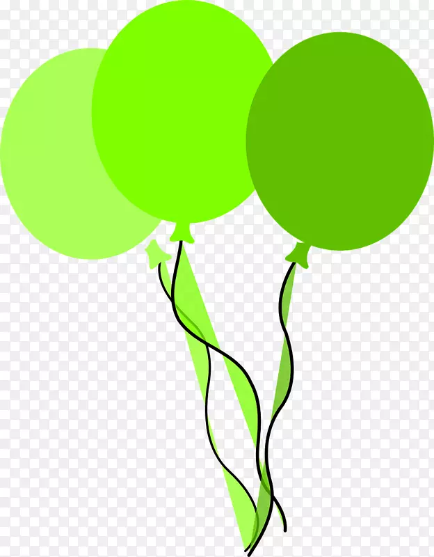 生日蛋糕绿色气球派对剪贴画-粉色气球
