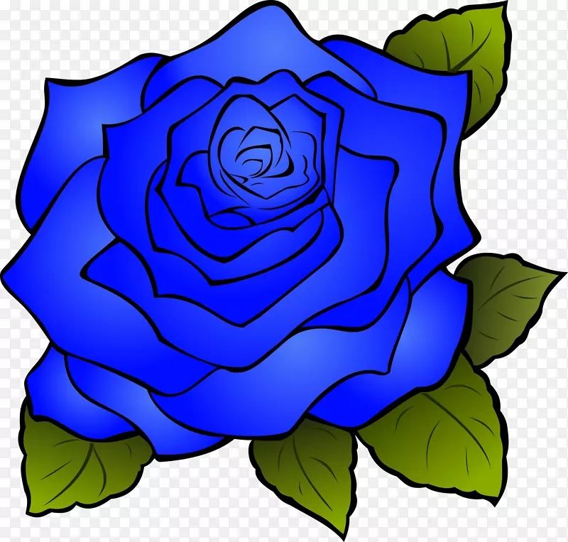 玫瑰卡通画夹艺术-蓝色花朵