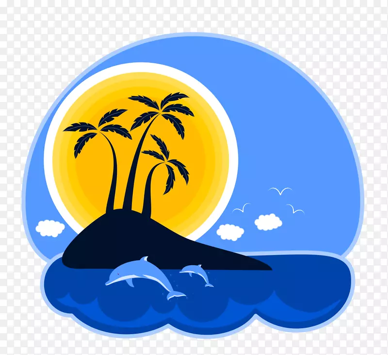 热带岛屿度假胜地剪贴画-海岛