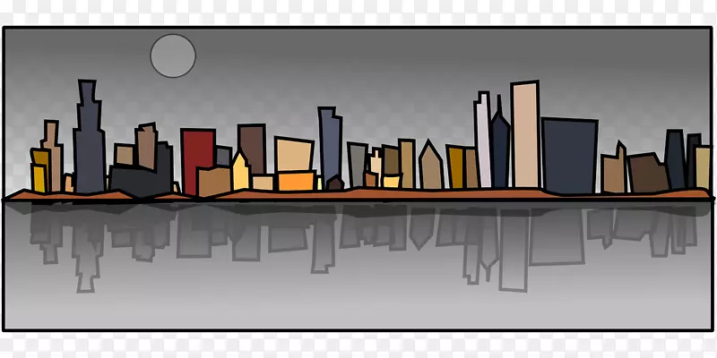 芝加哥城市景观天际线剪贴画-城市剪影