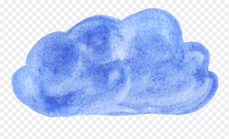 透明水彩蓝色水彩画-云