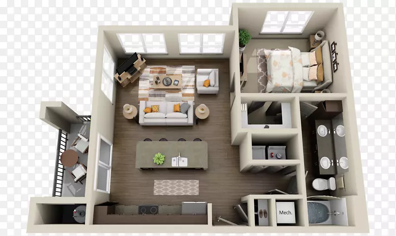 公寓三维平面图-公寓